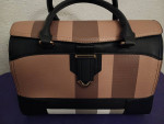 Plaid Checkered Satchel Brown Trim