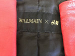 Authentic Balmain x H&M Black Red Leather Moto Jacket 36R