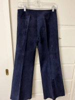 Vintage 1969 Suede Leather Navy Blue Hip Hugger Bell Bottom Pants