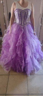 FANCY PROM SPECIAL OCCASION LONG PURPLE JEWELED DRESS ASPEED S