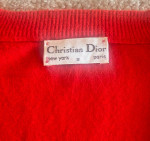 Bright Red Christian Dior Men’s V Neck Sweater Jumper Pullover Small S