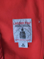 London fog overcoat. 10 reg size red interior coat winter rain