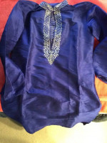 INDIAN TRADITIONAL MALE WEAR BLUE KURTA PAJAMA VEST COAT SET