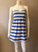 J.Crew Striped Strapless Summer Dress White & Blue 2 EUC