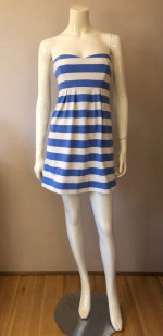 J.Crew Striped Strapless Summer Dress White & Blue 2 EUC