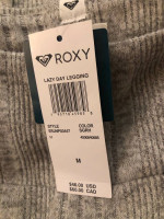 Roxy Lazy Day High-Waist Pants Leggings Tights Medium Heather Grey Cozy! NWT