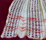 Vintage 1950s Handcrafted Crocheted Peach & White Half Apron