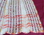 Vintage 1950s Handcrafted Crocheted Peach & White Half Apron