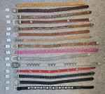 Full grain leather belts; western, rhinestone, conch designs; sz 34/36