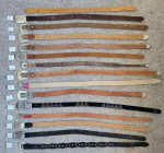 Full grain leather belts; western, rhinestone, conch designs; sz 34/36