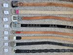 Full grain leather belts; western, rhinestone, conch designs; sz 34/36
