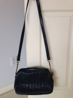 Pure Soft Leather Bag, Dark Blue