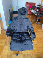 Women’s extra long black winter puffer coat size M