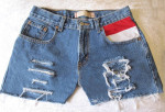 Levi Shorts: Patriotic American Flag Pocket & Crystal Trim - Size 28