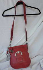 B MAKOWSKY Red Leather Convertible Crossbody Shoulder Bag w/ Keychain