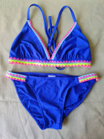 Blue Bikini Bathing Suit w/ Multi-color Trim Size Medium / D/DD