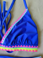 Blue Bikini Bathing Suit w/ Multi-color Trim Size Medium / D/DD