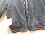 NEW Oscar Piel Black & Brown Leather Baseball Style Jacket Knit Cuff