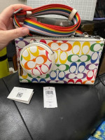 NWT Coach CJ673 Holden Crossbody In Rainbow Signature Canvas&Leather C