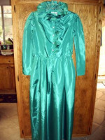Vintage 60s-70s Teal Designer "Jack Bryan" Formal Dress * Rhinestone *