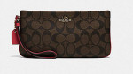 COACH Wristlet / Wallet Classic Canvas with Red Trim