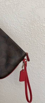 COACH Wristlet / Wallet Classic Canvas with Red Trim