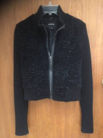 EXPRESS BLACK KNIT ZIP FRONT JACKET Sz Medium
