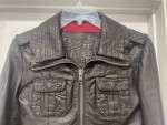 SUPERDRY DARK BROWN GENUINE LEATHER JACKET Sz SMALL Excellent
