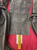 SUPERDRY DARK BROWN GENUINE LEATHER JACKET Sz SMALL Excellent