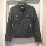 Michael Kors Gray Leather Moto Jacket Sz Small Excellent
