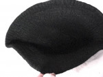 Handmade Black Felt Cloche Hat XL Maroon Headband Orange Gold Flower