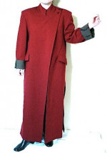 Women's Red Coat Lined Carwash Hem Mandarin Collar Sz S Nepal