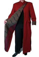 Women's Red Coat Lined Carwash Hem Mandarin Collar Sz S Nepal