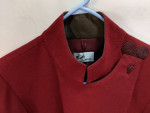 Women's Red Coat Lined Carwash Hem Mandarin Collar Sz S Nepal