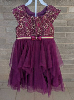 Jona Michelle girl's burgundy & gold lace fancy dress *** size 5