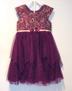 Jona Michelle girl's burgundy & gold lace fancy dress *** size 5
