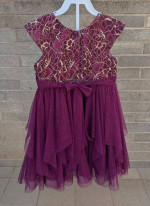 Jona Michelle girl's burgundy & gold lace fancy dress *** size 5
