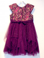 Jona Michelle girl's burgundy & gold lace fancy dress *** size 5