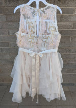 Rare Editions girl's peachy pearl white lace FANCY DRESS size 7