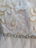 Rare Editions girl's peachy pearl white lace FANCY DRESS size 7