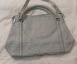Large Luxurious Light Grey Empreinte Leather Antheia Ixia Handbag.