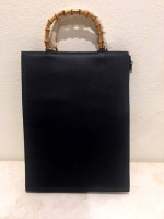 Brand New Purse/Computer Bag from Bloomingdales Blk with Bamboo Handle