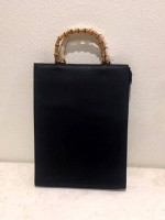 Brand New Purse/Computer Bag from Bloomingdales Blk with Bamboo Handle