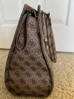 GUESS Reveal Large Brown Tote Business Bag Signature G Canvas Purse