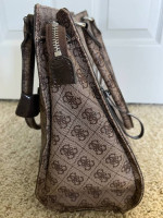 GUESS Reveal Large Brown Tote Business Bag Signature G Canvas Purse