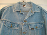 Unisex, NEW, Denim Jacket says “Serious Music” embroidered on back,Med