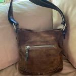 COACH brown suede crossbody purse