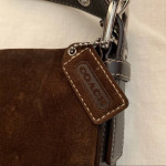 COACH brown suede crossbody purse