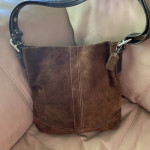 COACH brown suede crossbody purse