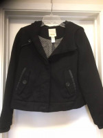 DIESEL WOMENS BLACK WOOL COTTON HOODED JACKET Sz XXS NEW